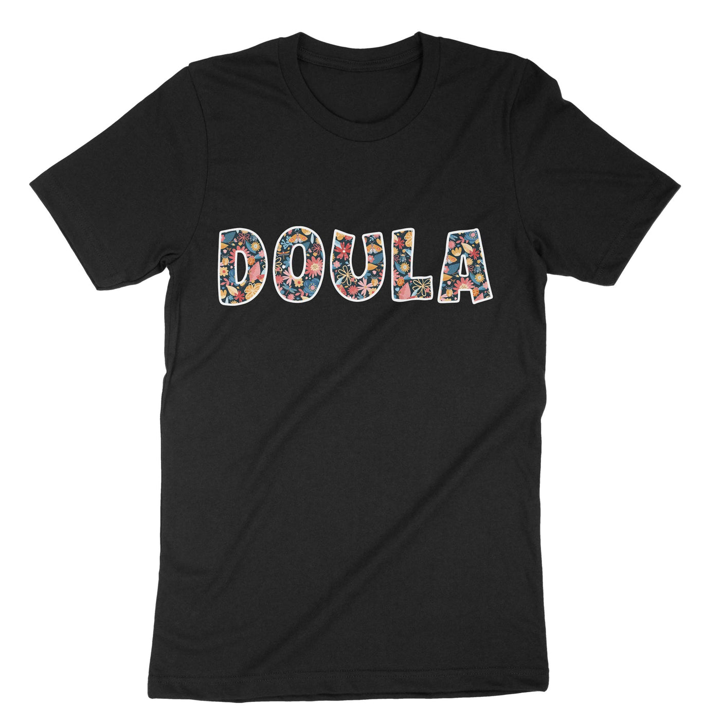 Black Doula Floral T-Shirt#color_black