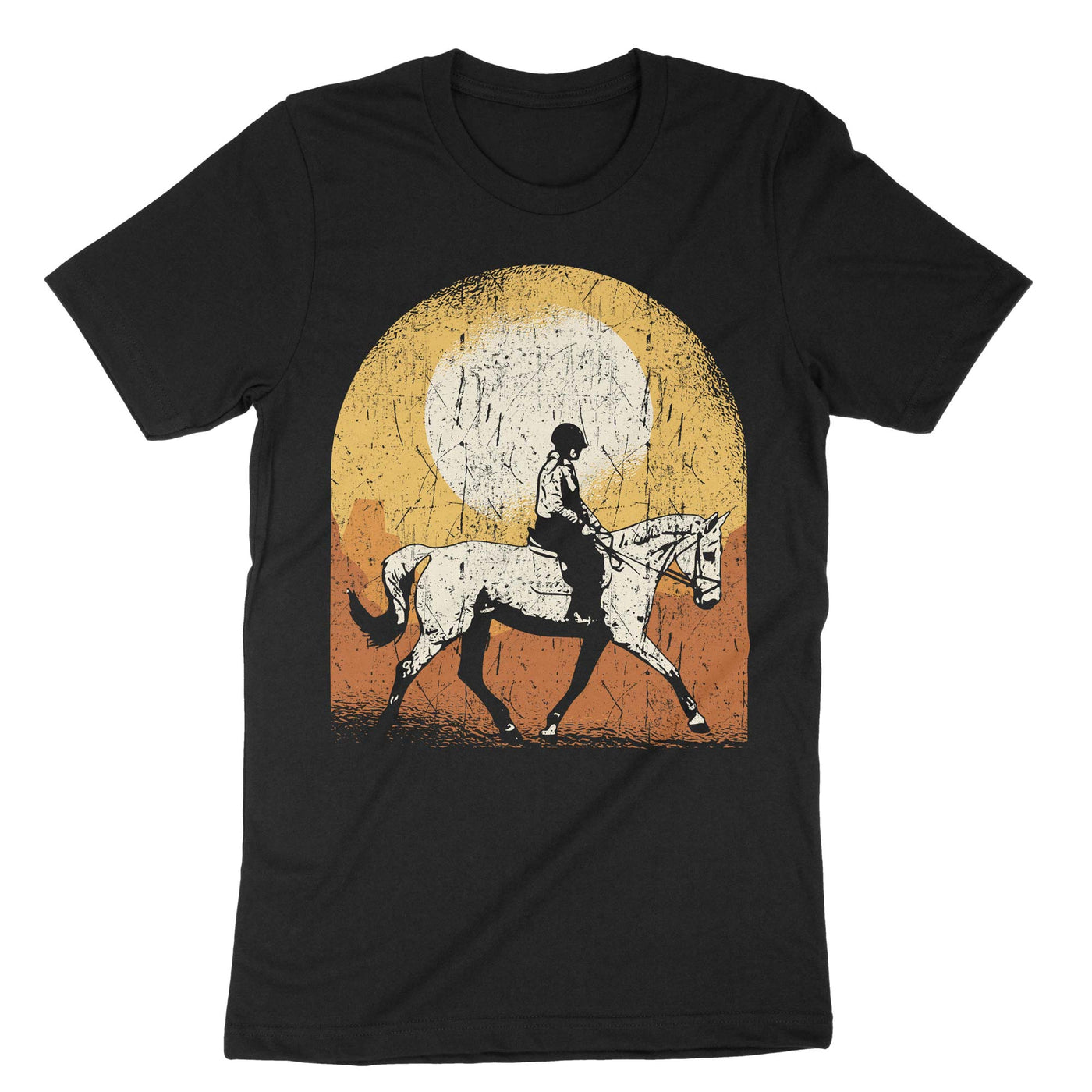 Black Horse Riding T-Shirt#color_black
