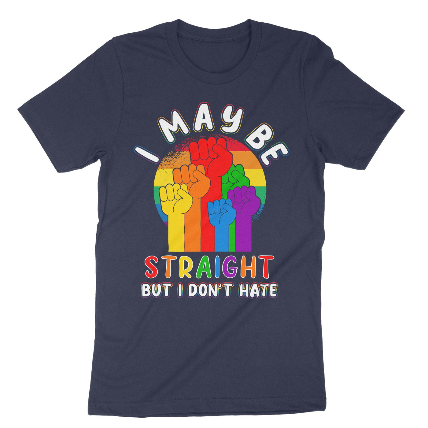 Navy Lgbt Rainbow Straight T-Shirt#color_navy