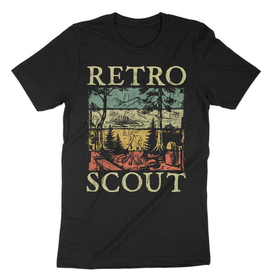 Black Retro Scout Life Camping T-Shirt#color_black