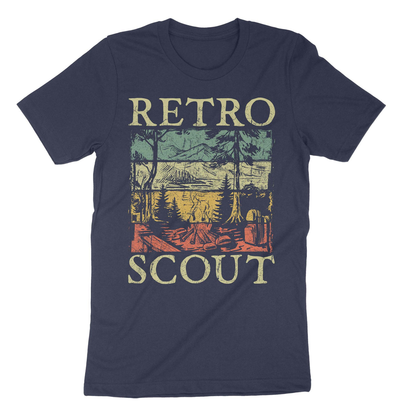Navy Retro Scout Life Camping T-Shirt#color_navy