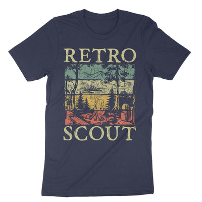 Navy Retro Scout Life Camping T-Shirt#color_navy