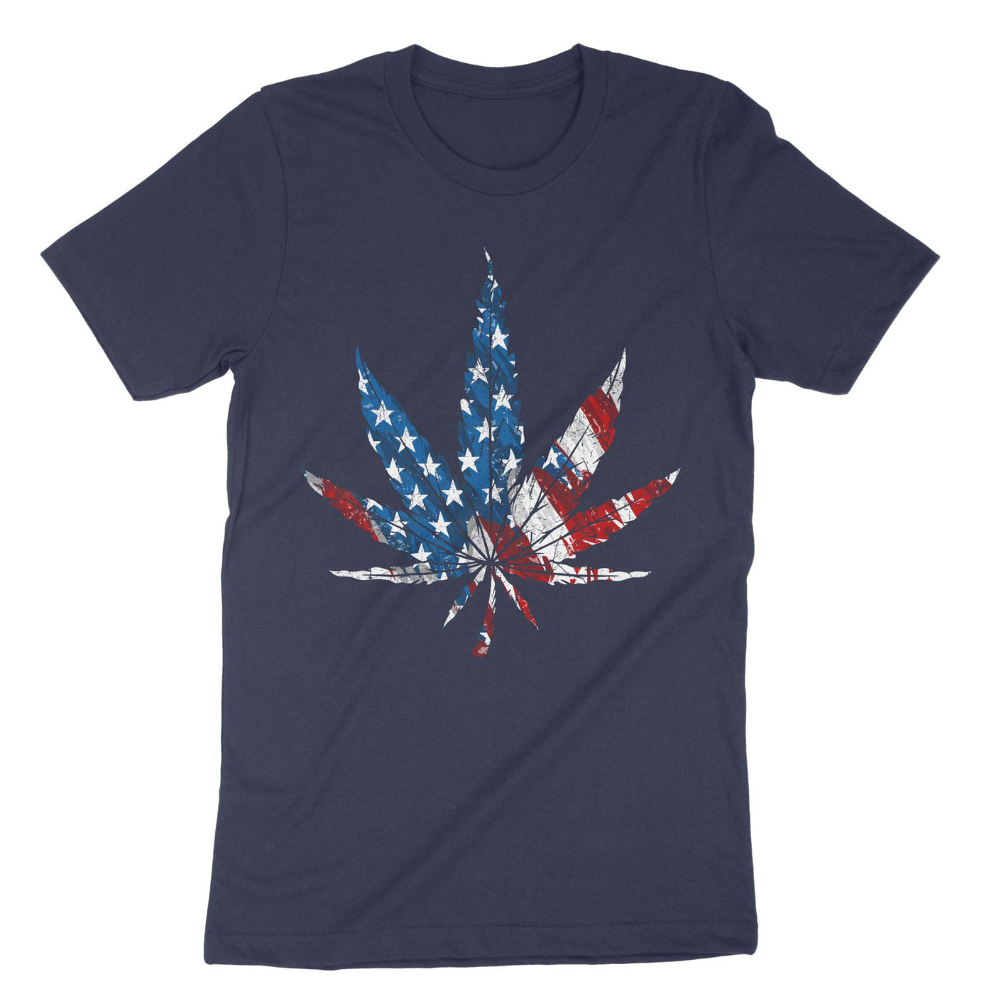 Navy Usa Flag Weed T-Shirt#color_navy