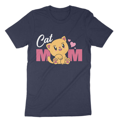 Navy Cat Mom T-Shirt#color_navy