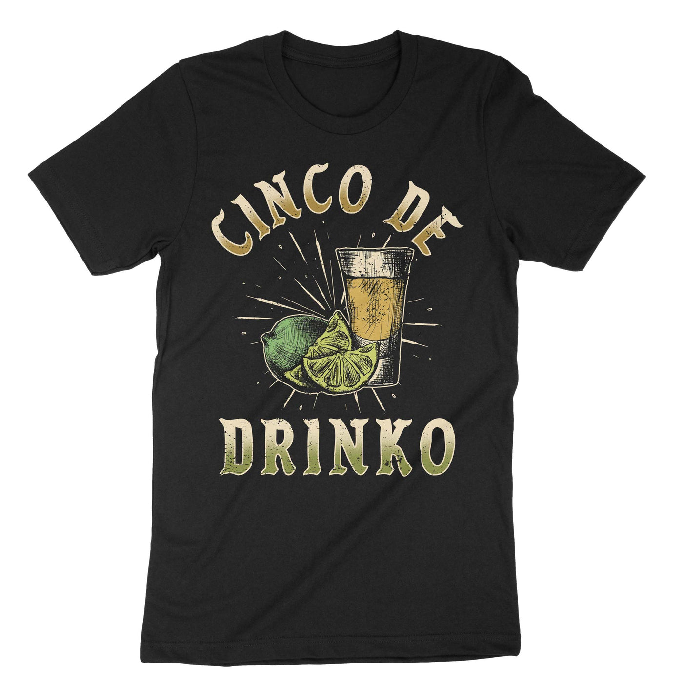 Black Cinco De Drinko T-Shirt#color_black