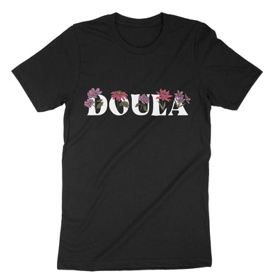 Black Doula Floral T-Shirt#color_black