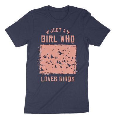 Navy Girl Loves Birds T-Shirt#color_navy