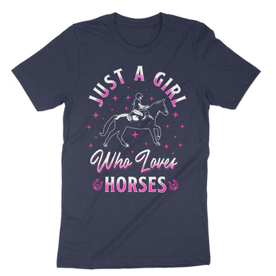 Navy Just Girl Horses T-Shirt#color_navy