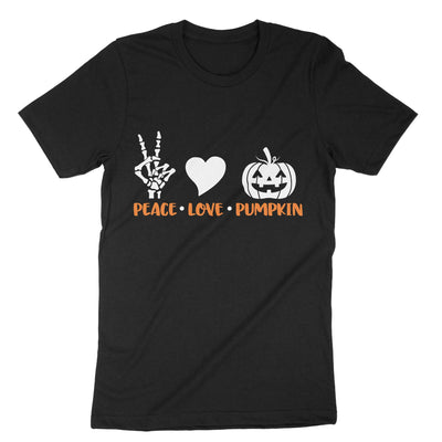 Black Peace Love Pumpkin T-Shirt#color_black