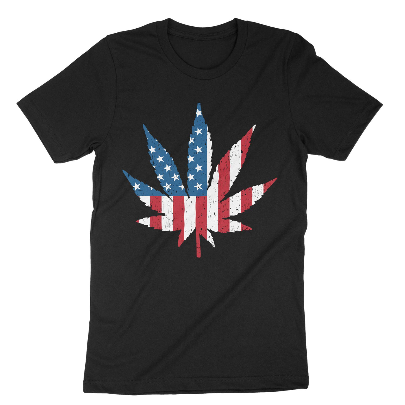 Black Usa Flag Weed T-Shirt#color_black