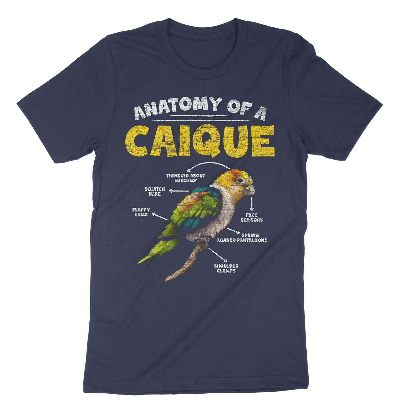 Navy Anatomy Of A Caique Bird T-Shirt#color_navy