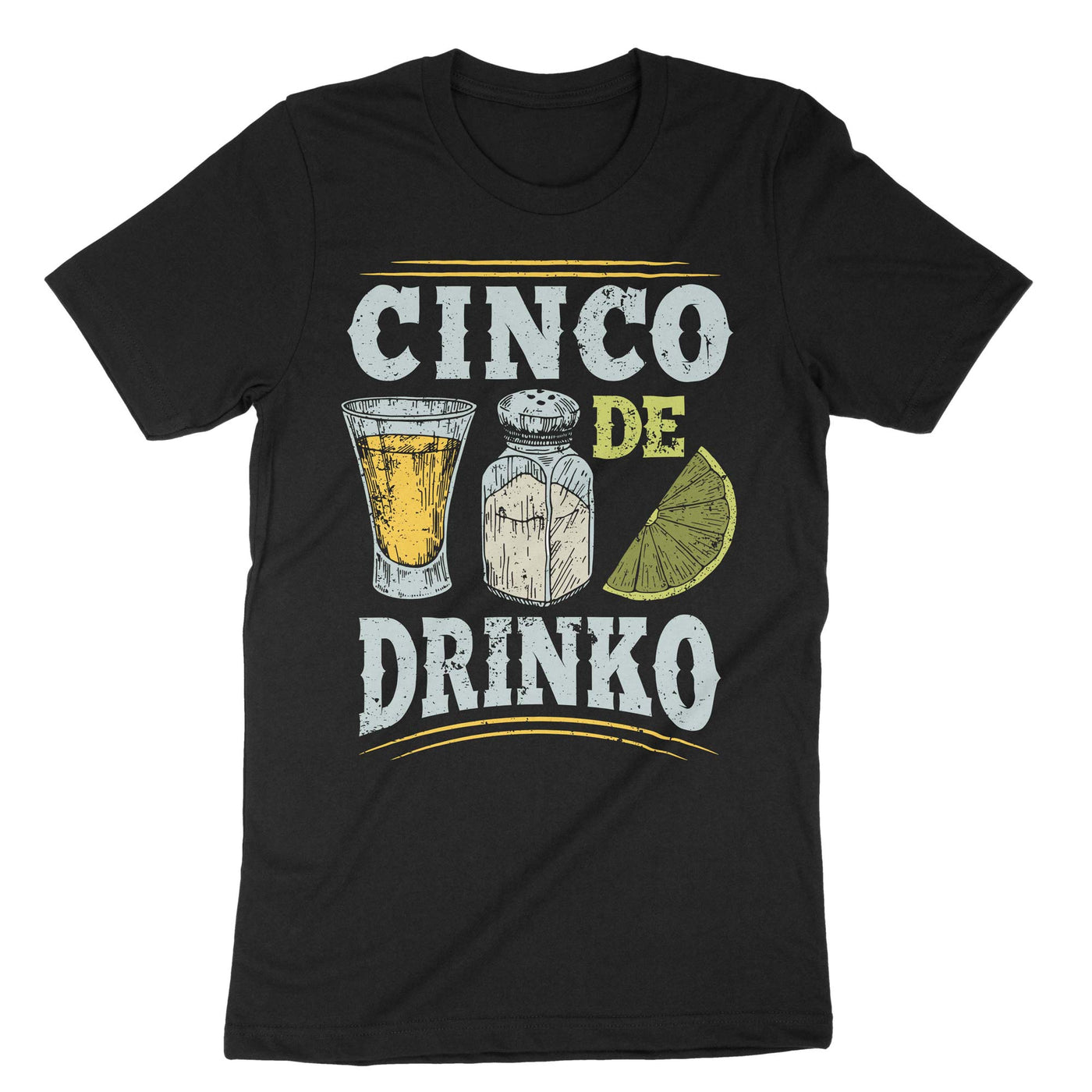 Black Cinco De Drinko T-Shirt#color_black