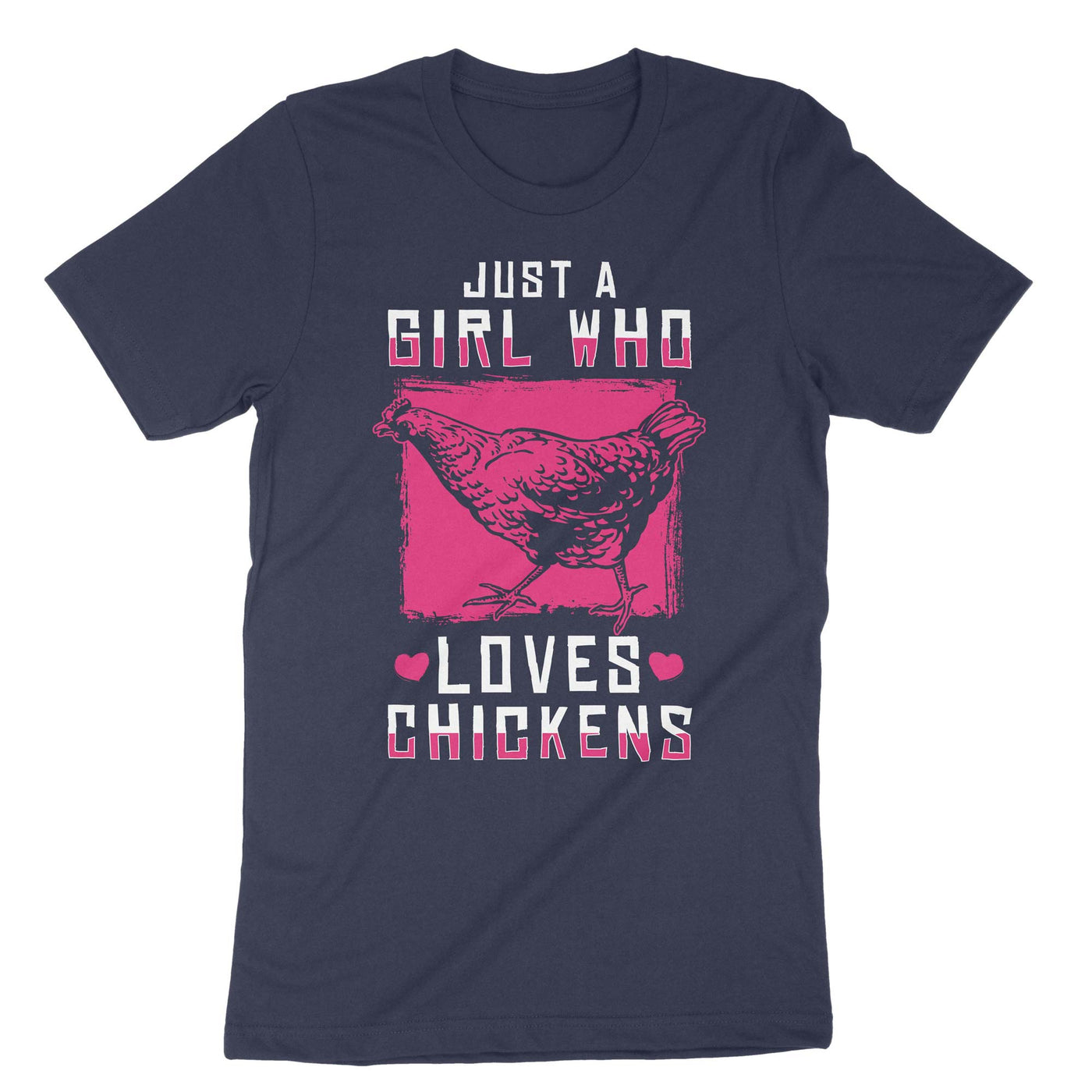 Navy Girl Loves Chickens T-Shirt#color_navy
