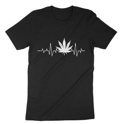 Black Heart Beat Weed T-Shirt#color_black
