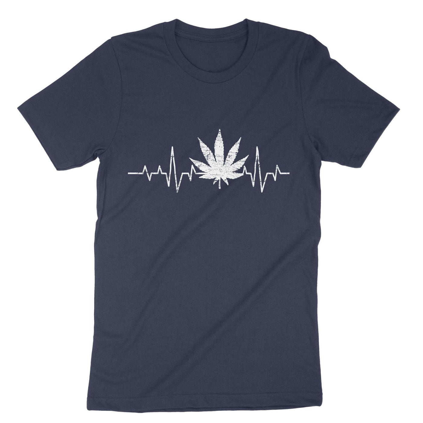Navy Heart Beat Weed T-Shirt#color_navy