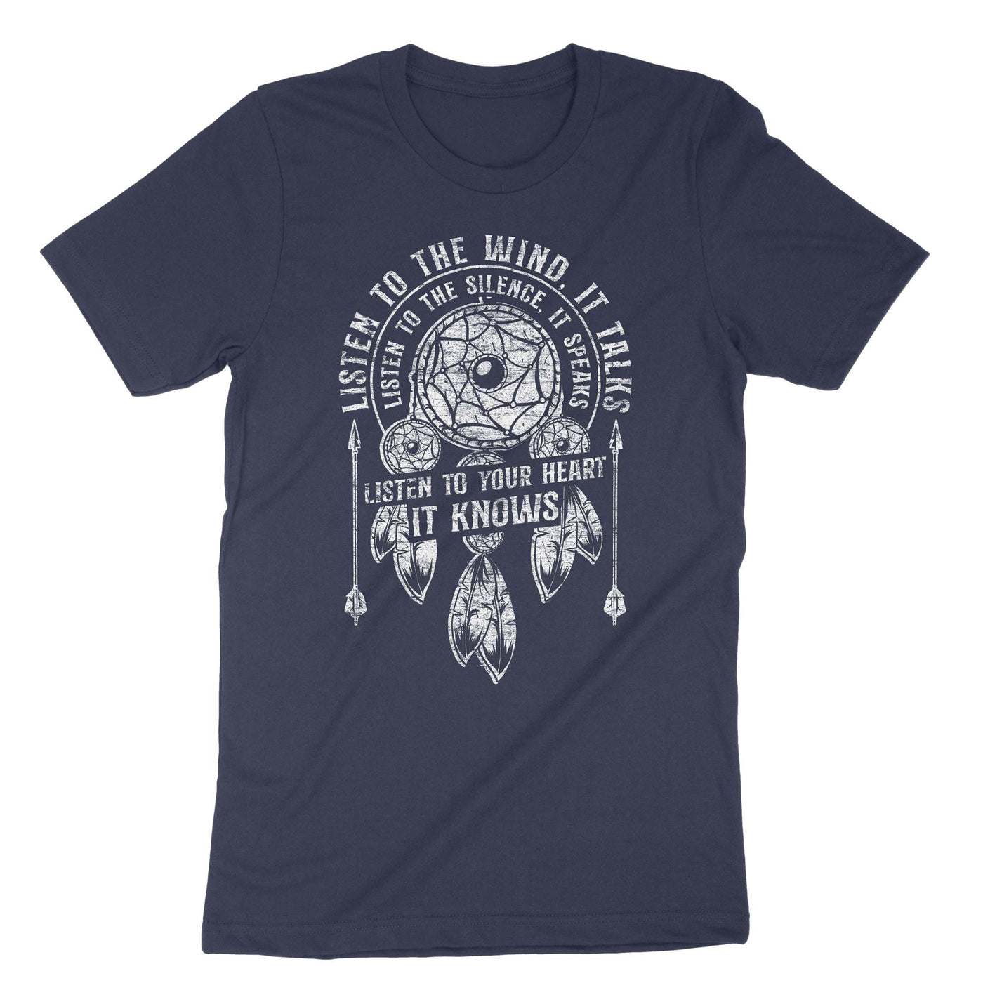 Navy Listen To The Wind It Talks Listen To The Silence It Speaks Listen To Your Heart It Knows T-Shirt#color_navy
