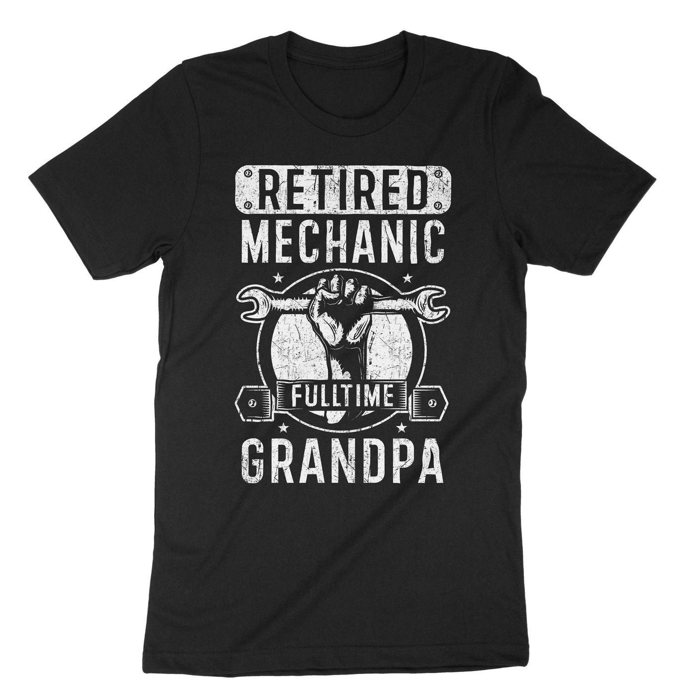 Black Retired Mechanic Full Time Grandpa T-Shirt#color_black