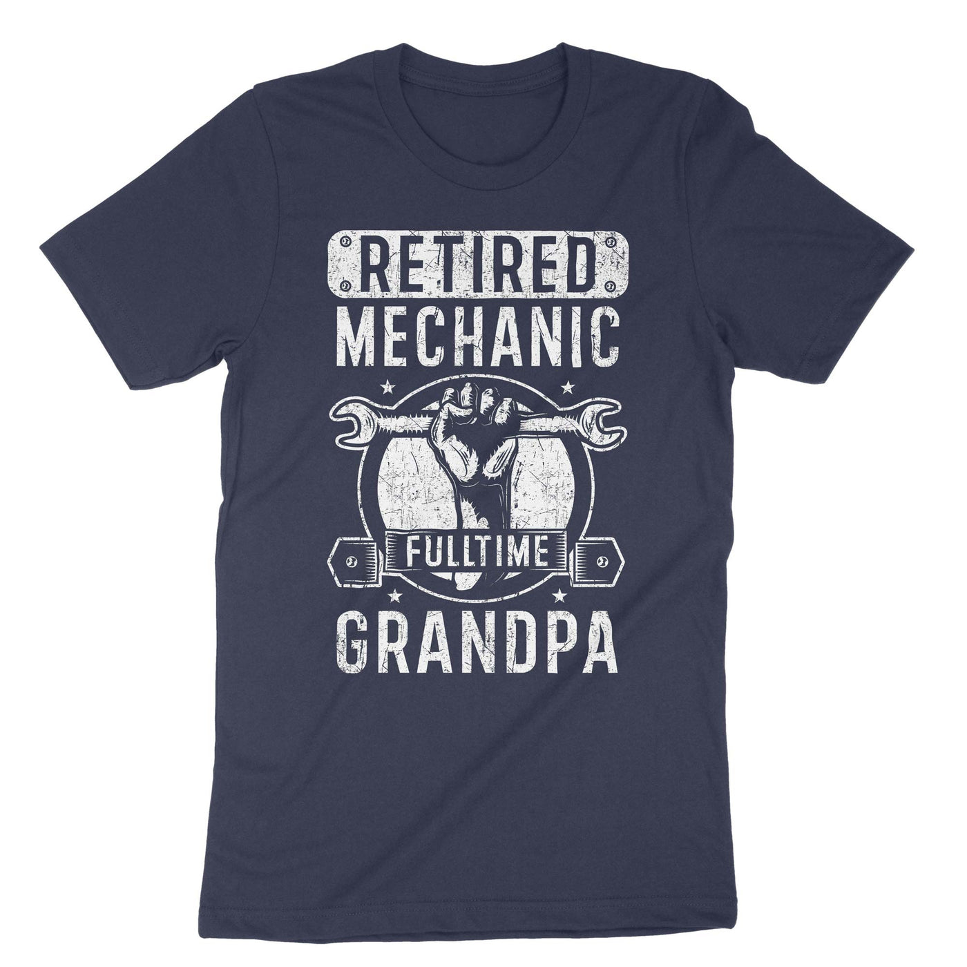 Navy Retired Mechanic Full Time Grandpa T-Shirt#color_navy