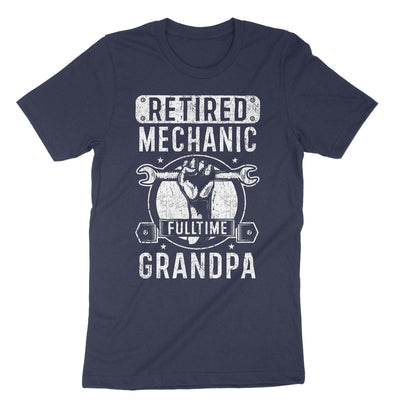 Navy Retired Mechanic Full Time Grandpa T-Shirt#color_navy