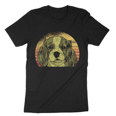 Black Retro Vintage Cavalier King Charles Spaniel T-Shirt#color_black