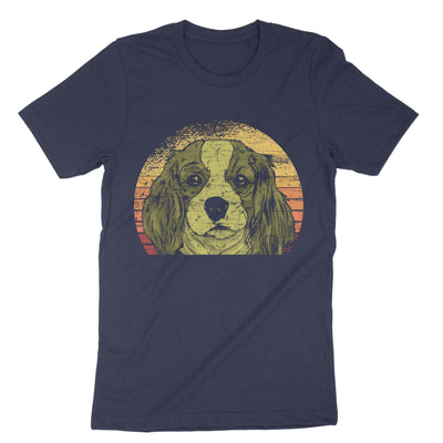 Navy Retro Vintage Cavalier King Charles Spaniel T-Shirt#color_navy