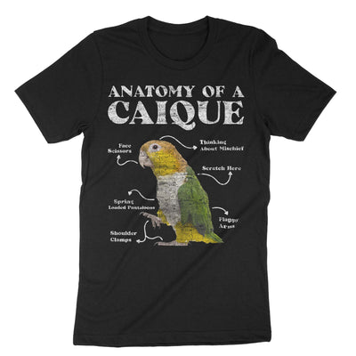 Black Anatomy Of A Caique Bird T-Shirt#color_black