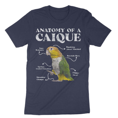 Navy Anatomy Of A Caique Bird T-Shirt#color_navy