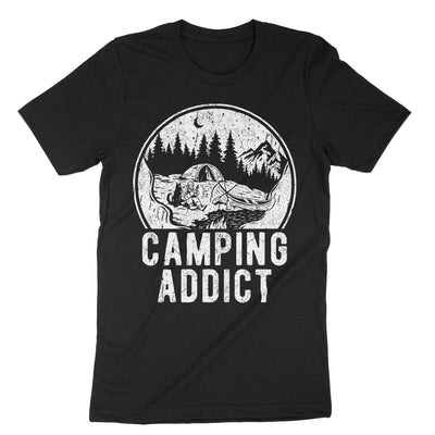 Black Camping Addict T-Shirt#color_black