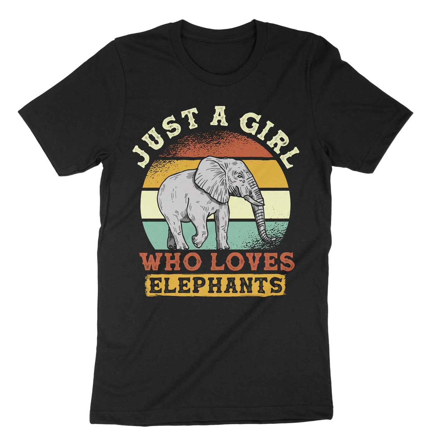 Black Girl Loves Elephants T-Shirt#color_black
