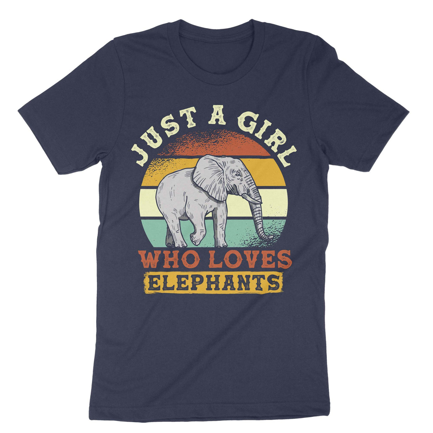 Navy Girl Loves Elephants T-Shirt#color_navy