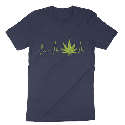 Navy Heart Beat Weed T-Shirt#color_navy