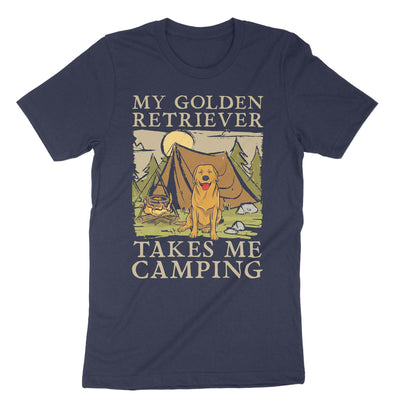 Navy My Golden Retriever Takes Me Camping T-Shirt#color_navy