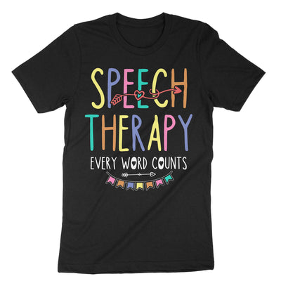 Black Speech Therapy Every Word Counts T-Shirt#color_black