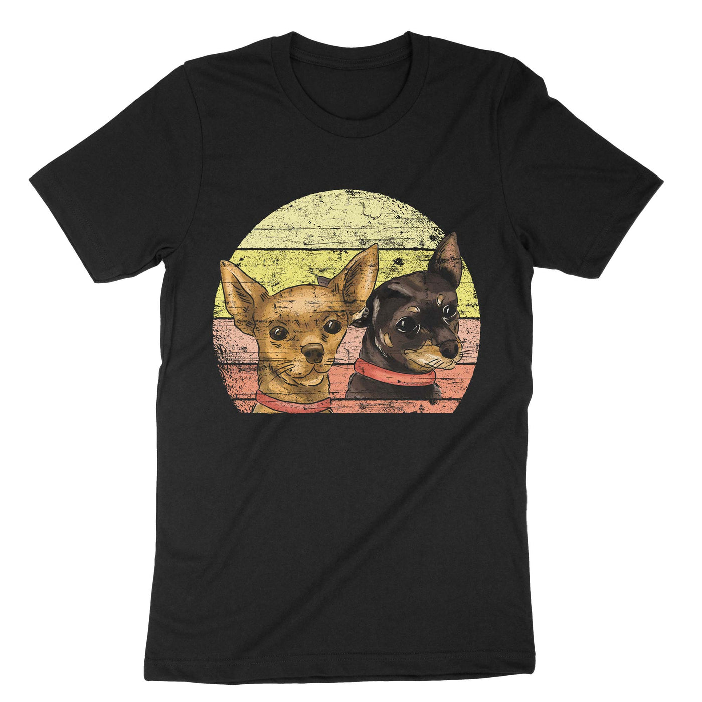 Black Retro Vintage Chihuahua T-Shirt#color_black