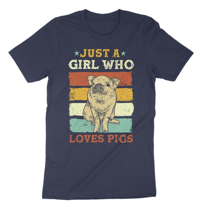 Navy Girl Loves Pigs T-Shirt#color_navy