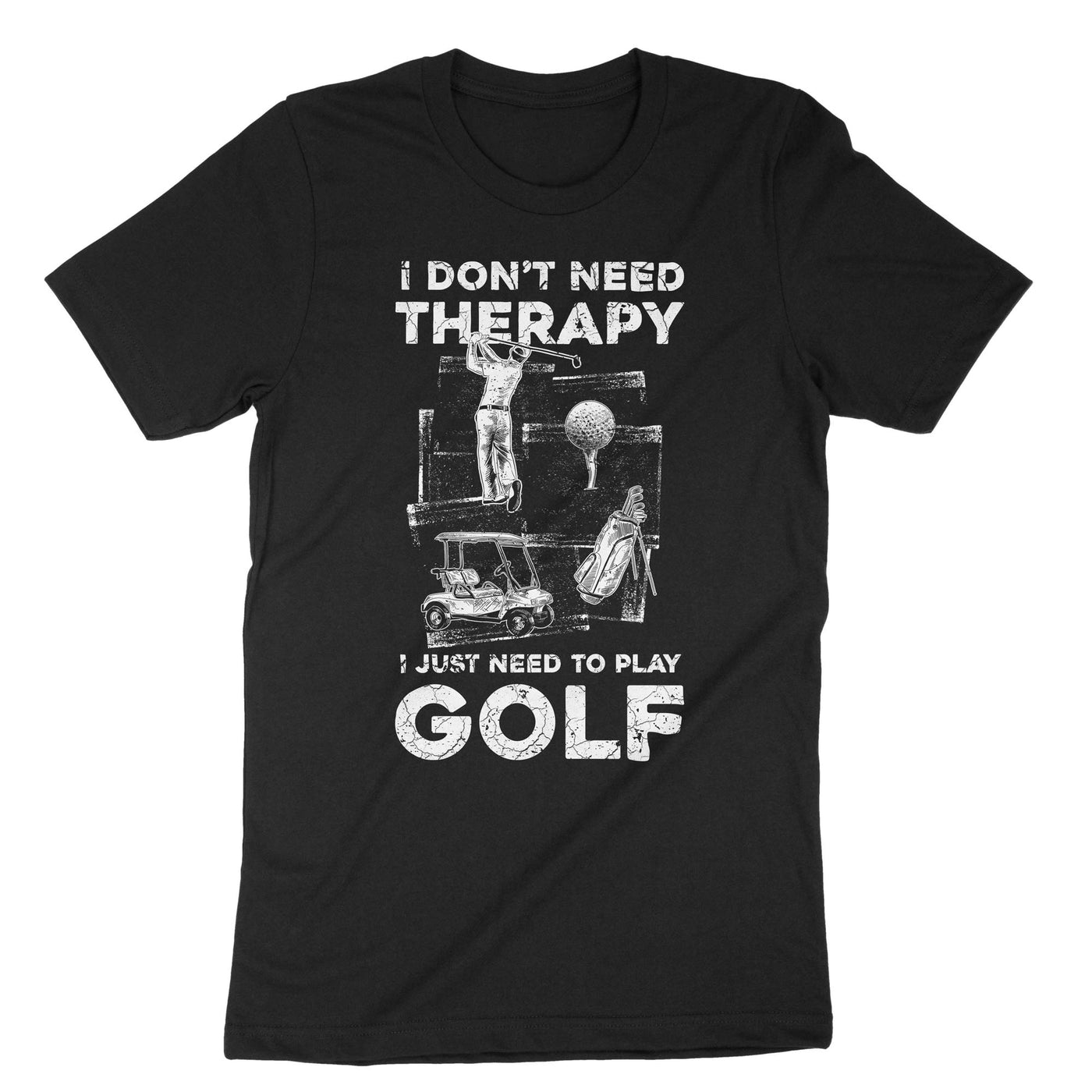 Black Golf Player Therapy T-Shirt#color_black