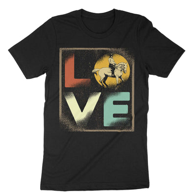 Black Love Horses Retro T-Shirt#color_black