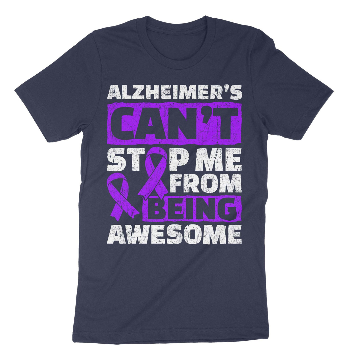 Navy Alzheimer's Can't Stop Me From Being Awesome T-Shirt#color_navy