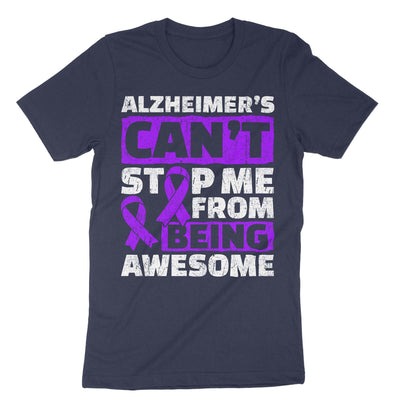 Navy Alzheimer's Can't Stop Me From Being Awesome T-Shirt#color_navy