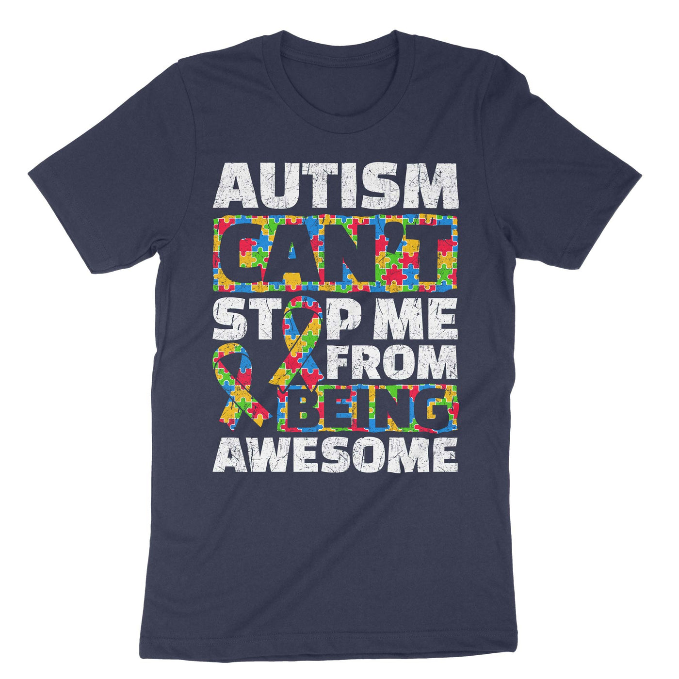 Navy Autism Can't Stop Me From Being Awesome T-Shirt#color_navy