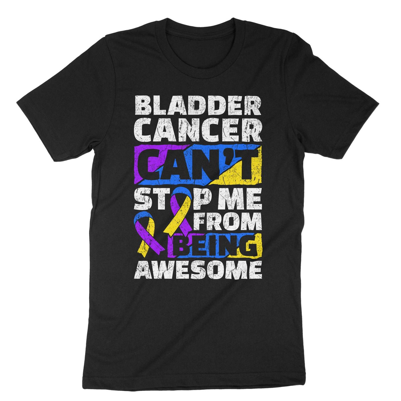 Black Bladder Cancer Can't Stop Me From Being Awesome T-Shirt#color_black