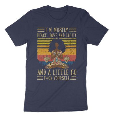 Navy Im Mostly Peace Love And Light With African Women T-Shirt#color_navy