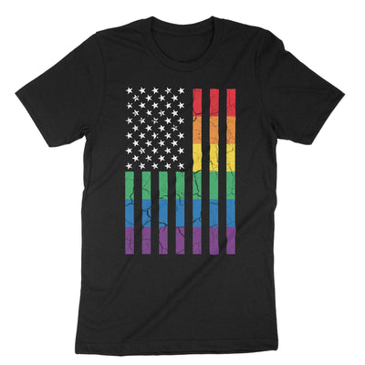 Black Usa Rainbow Flag T-Shirt#color_black