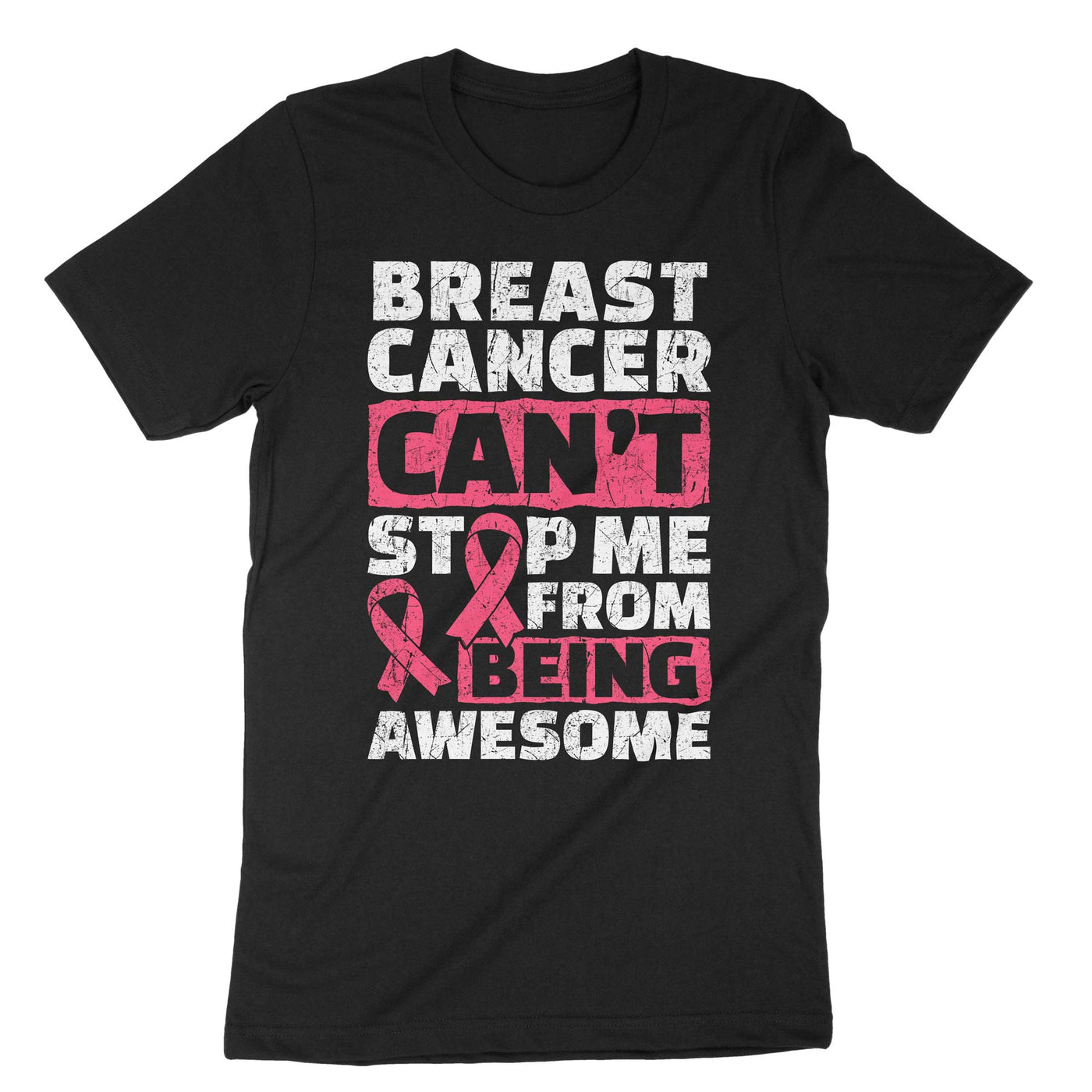 Black Breast Cancer Can't Stop Me From Being Awesome T-Shirt#color_black