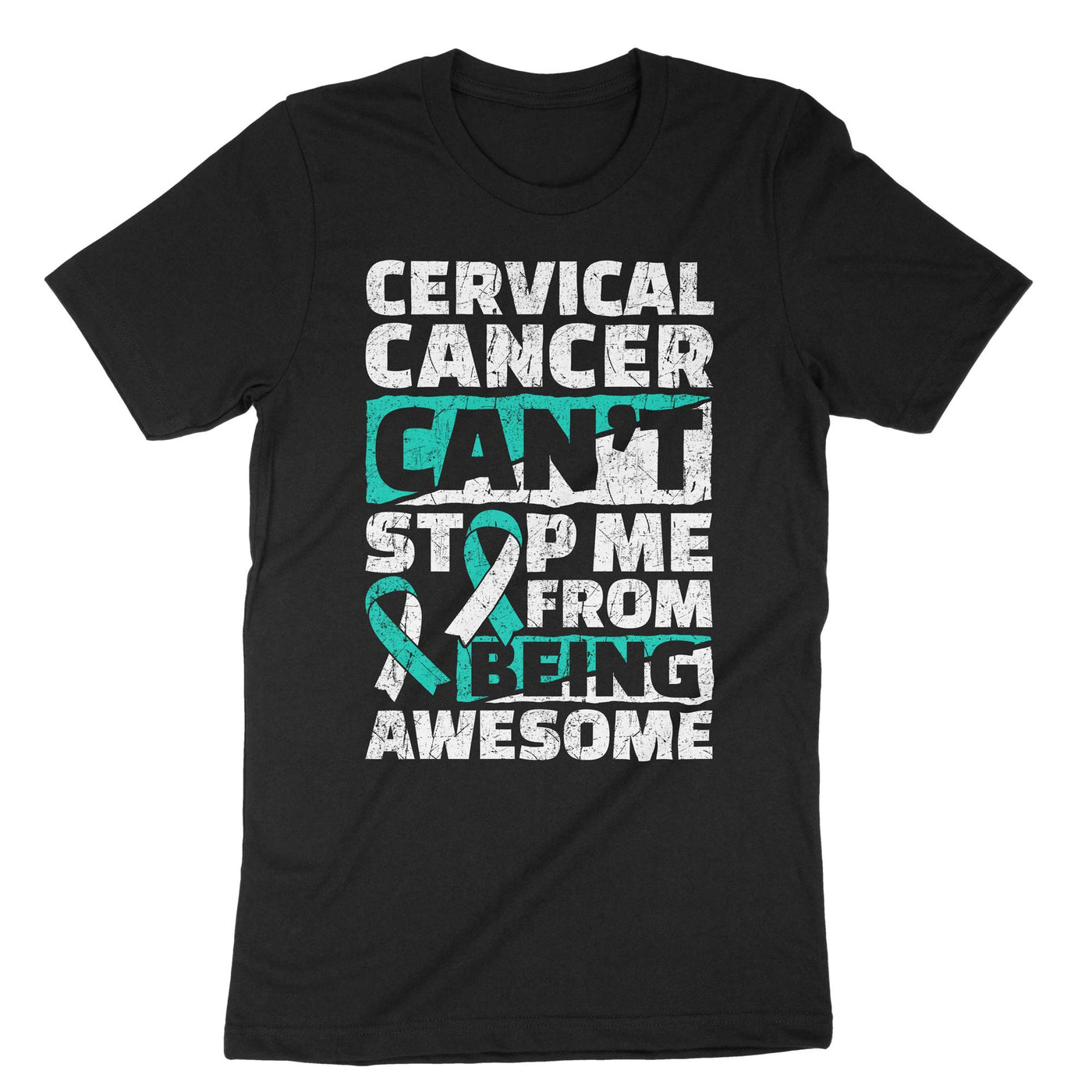 Black Cervical Cancer Can't Stop Me From Being Awesome T-Shirt#color_black