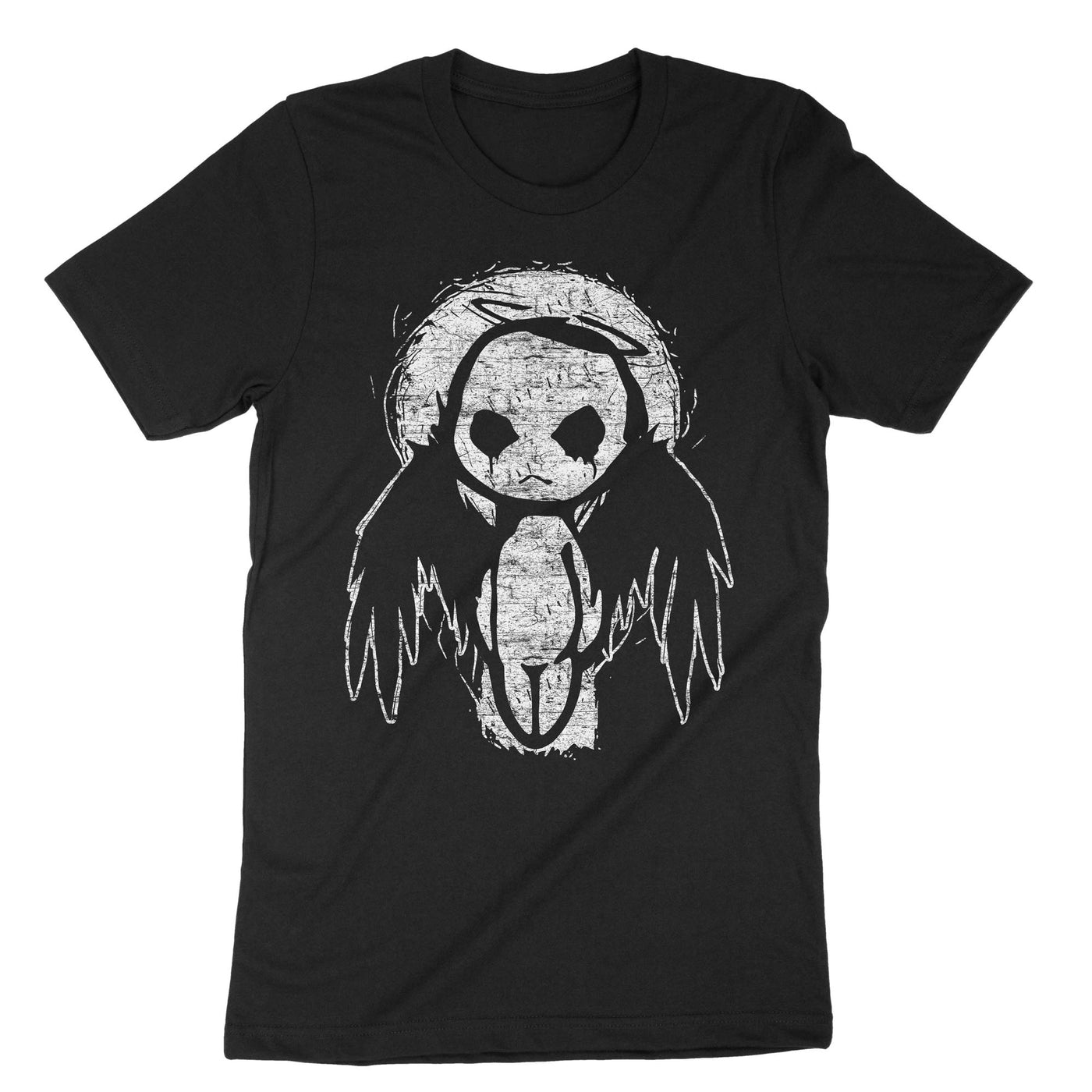 Black Cute Sad Emo Angel T-Shirt#color_black