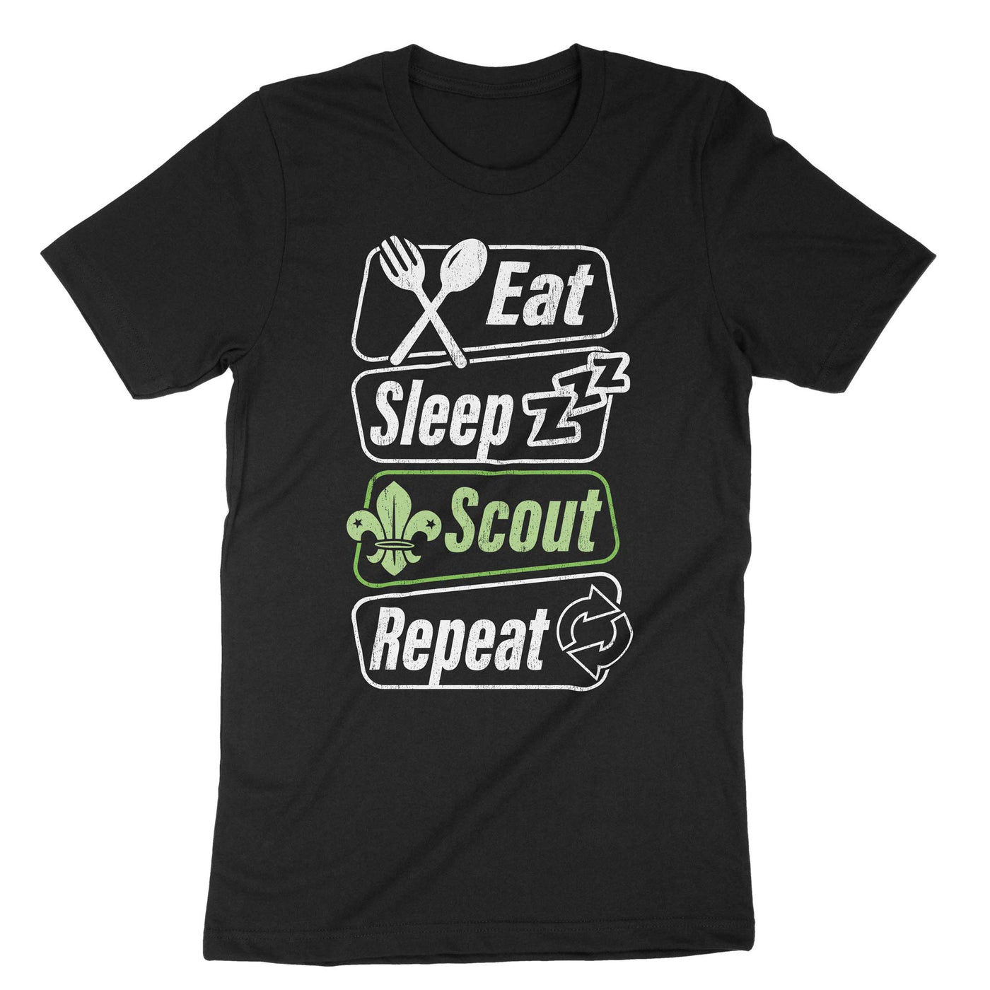 Black Eat Sleep Scout Repeat T-Shirt#color_black