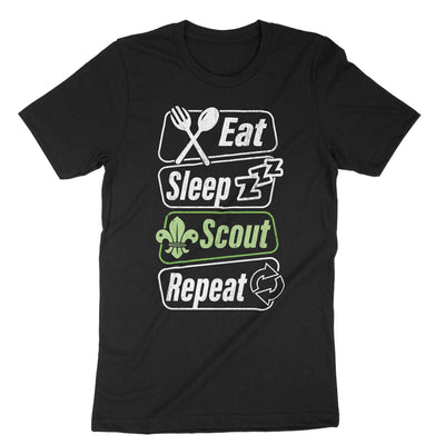 Black Eat Sleep Scout Repeat T-Shirt#color_black