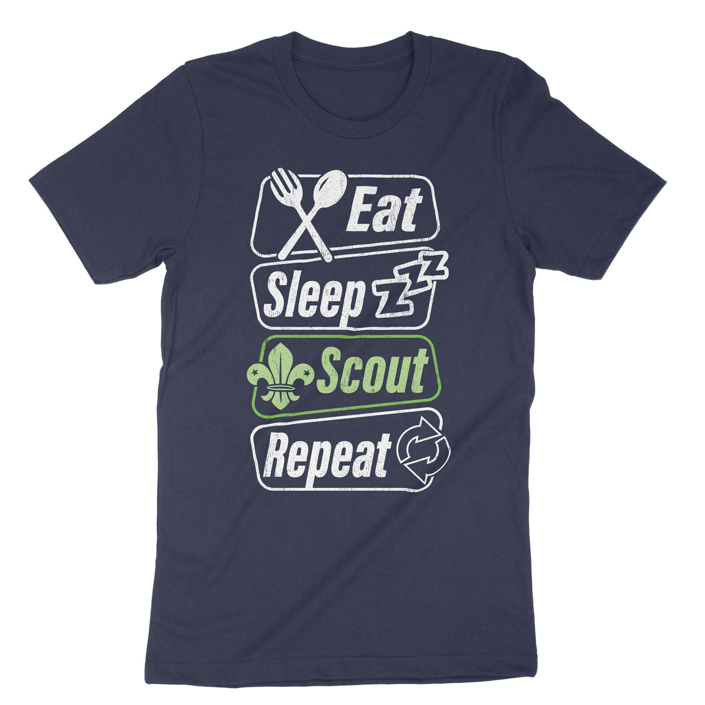 Navy Eat Sleep Scout Repeat T-Shirt#color_navy