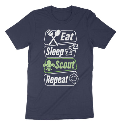 Navy Eat Sleep Scout Repeat T-Shirt#color_navy